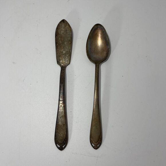 Vintage 1847 Rogers Bros IS Silverplate Flatware Spoon & Butter Spreader - Picture 1 of 8